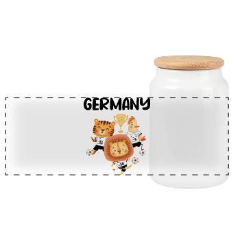 Football team Germany Animals Football Gift - Panoramic Cookie Jar with Wooden Lid - white - Front