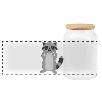 Waschbär Waschbären - Panorama Keksdose mit Holzdeckel - Weiß - Vorne