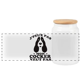 Mon Cocker Veut pas - Boîte à biscuits avec couvercle en bois - blanc - Devant