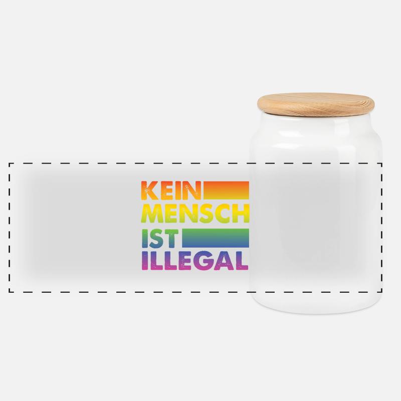 Kein Mensch ist illegal Regenbogen Menschenrechte - Panorama Keksdose mit Holzdeckel - Weiß