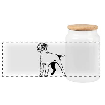Parson Russell Terrier - Panoramic Cookie Jar with Wooden Lid - white - Front