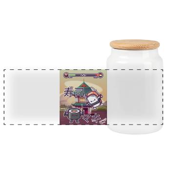 Sushi Vs Maki Geschenk Gamer Japan Asiatische Küche - Panorama Keksdose mit Holzdeckel - Weiß - Vorne