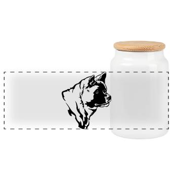 Amerikan Akita Head - Panoramic Cookie Jar with Wooden Lid - white - Front