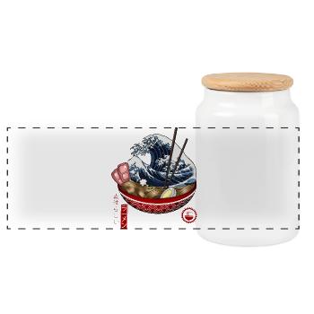 super ramen - Boîte à biscuits avec couvercle en bois - blanc - Devant