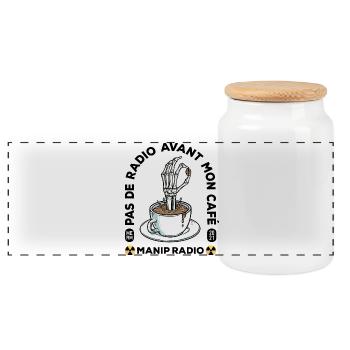 Pas de radio avant mon café Manip radio Radiologie - Boîte à biscuits avec couvercle en bois - blanc - Devant