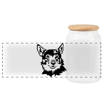 Swedish wall dog - Panoramic Cookie Jar with Wooden Lid - white - Front