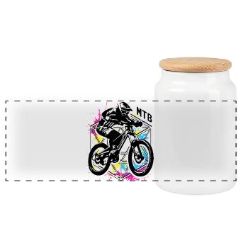 VTT - Vélo de montagne coloré - Mountain Biker - Boîte à biscuits avec couvercle en bois - blanc - Devant