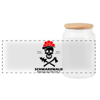 Black Forest Skull Bollenhut - Premium Design - Boîte à biscuits avec couvercle en bois - blanc - Devant