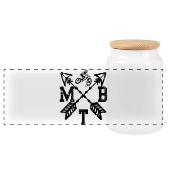 Mtb arrow - Panoramic Cookie Jar with Wooden Lid - white - Front