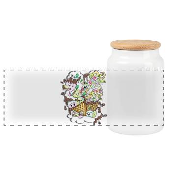 Sugar-sweet chocolate-sugar fun - Panoramic Cookie Jar with Wooden Lid - white - Front