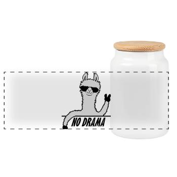 Pas de drame Lama - Boîte à biscuits avec couvercle en bois - blanc - Devant