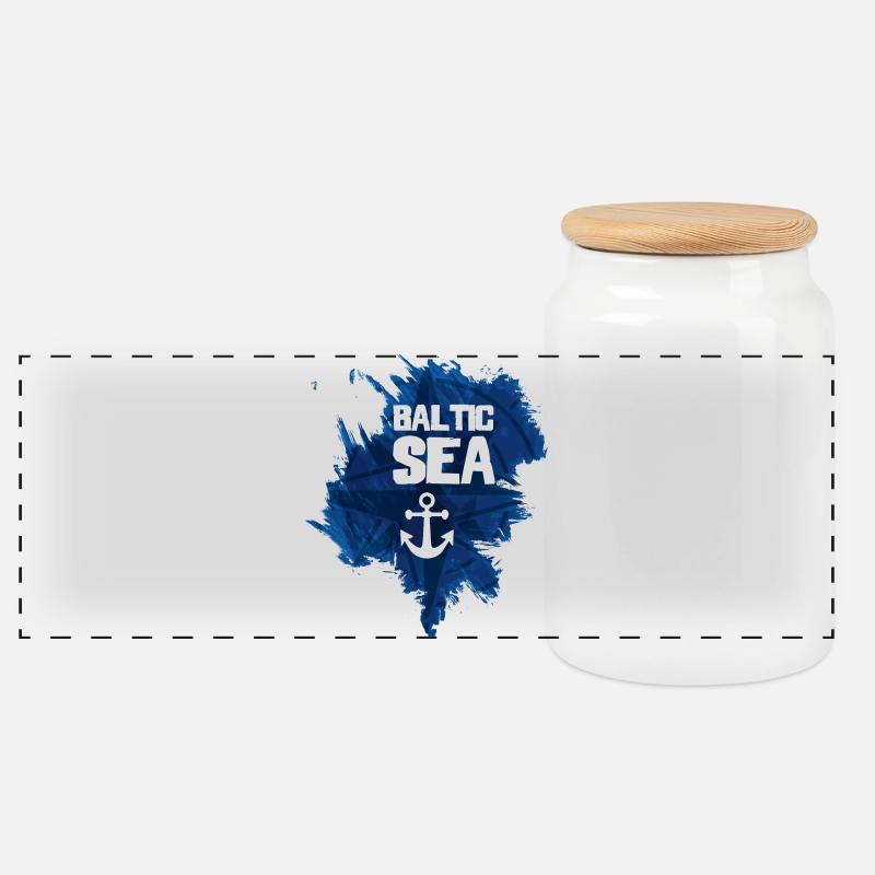 Baltic Sea - Panorama Keksdose mit Holzdeckel - Weiß