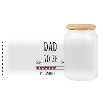 Dad-to-be Father-to-be Gift - Panoramic Cookie Jar with Wooden Lid - white - Front