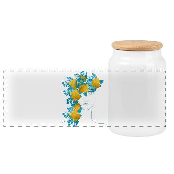 Ukraine Peace - Panoramic Cookie Jar with Wooden Lid - white - Front