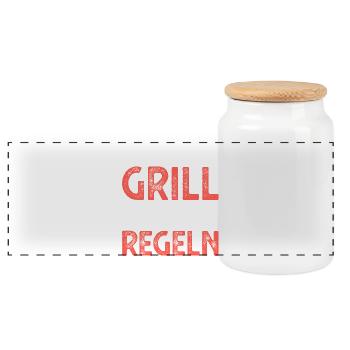 Grill Grillen - Panorama Keksdose mit Holzdeckel - Weiß - Vorne