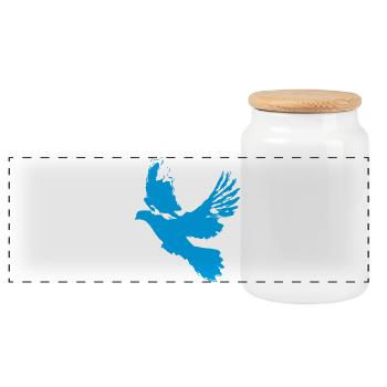 Dove of Peace Dove Design – Symbol of Hope - Panoramic Cookie Jar with Wooden Lid - white - Front