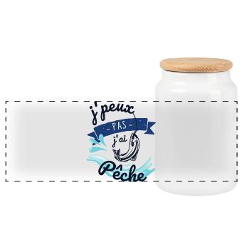 J'peux pas j'ai pêche - Boîte à biscuits avec couvercle en bois - blanc - Devant