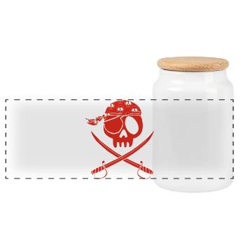 Crâne de pirate rouge - Boîte à biscuits avec couvercle en bois - blanc - Devant