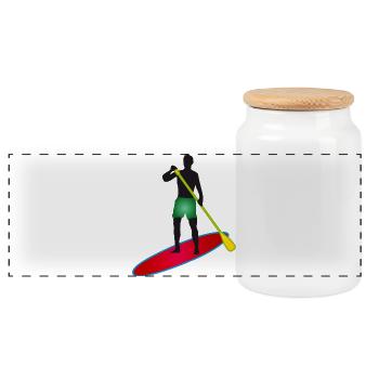 Stand up paddle - Homme avec paddle board - Boîte à biscuits avec couvercle en bois - blanc - Devant