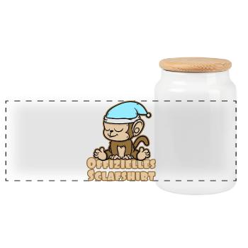 Offizielles Schlafshirt süßes Äffchen - Panorama Keksdose mit Holzdeckel - Weiß - Vorne