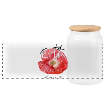 Better version of myself inspirational quote - Panoramic Cookie Jar with Wooden Lid - white - Front