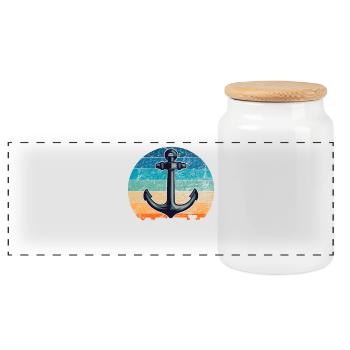 Papitän und Anker - für den besten Papa der Welt - Panorama Keksdose mit Holzdeckel - Weiß - Vorne