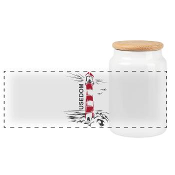 Phare Lac Usedom Vacances mer Rouge Blanche Mer Baltique - Boîte à biscuits avec couvercle en bois - blanc - Devant