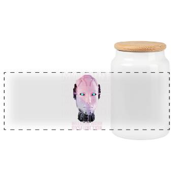 Machine Man - Panoramic Cookie Jar with Wooden Lid - white - Front