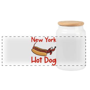 Hot dog de New York - Boîte à biscuits avec couvercle en bois - blanc - Devant