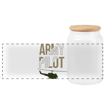 pilote de l'armée - Boîte à biscuits avec couvercle en bois - blanc - Devant