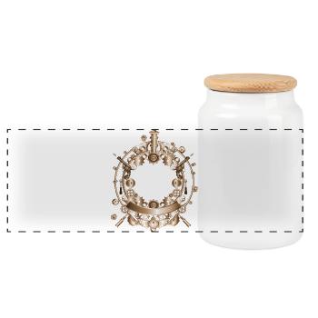 Steampunk frame in steam engine look - Panoramic Cookie Jar with Wooden Lid - white - Front