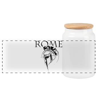 rome Gladiator Symbol Rom Römer Icon Logo Grafik - Panorama Keksdose mit Holzdeckel - Weiß - Vorne
