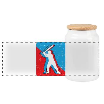 Base-ball - Boîte à biscuits avec couvercle en bois - blanc - Devant