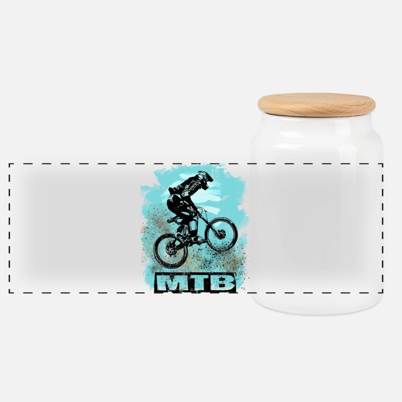 MTB Bike - Panorama Keksdose mit Holzdeckel - Weiß