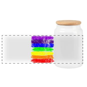 Vivid Pride Brushstripes - Panoramic Cookie Jar with Wooden Lid - white - Front