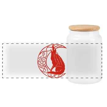 Hurlement du loup rouge - Boîte à biscuits avec couvercle en bois - blanc - Devant
