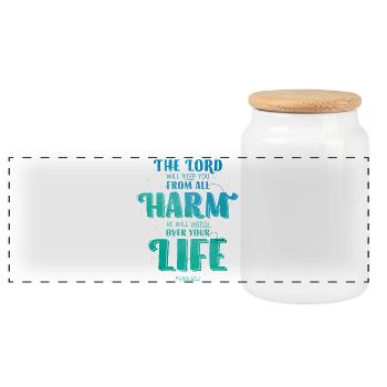 The Lord will keep you from all harm - Panorama Keksdose mit Holzdeckel - Weiß - Vorne