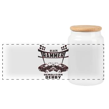 Black Rammer - Panorama Keksdose mit Holzdeckel - Weiß - Vorne