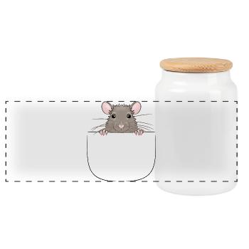 La souris de la poche a l’air curieuse - Boîte à biscuits avec couvercle en bois - blanc - Devant
