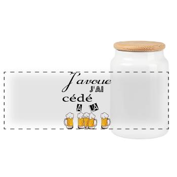 J''ai cédé à la pression - Boîte à biscuits avec couvercle en bois - blanc - Devant