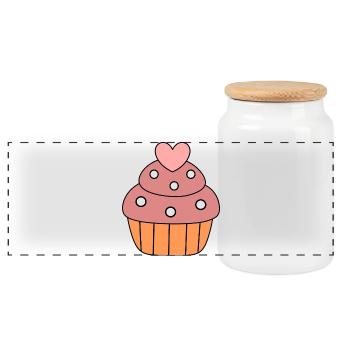 kochen backen Herz Kuchen cupcake bunt Geschenk - Panorama Keksdose mit Holzdeckel - Weiß - Vorne