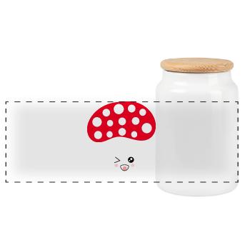 Toadstool, mushroom in the woods gift - Panoramic Cookie Jar with Wooden Lid - white - Front