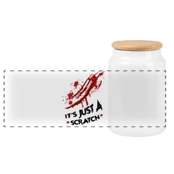 Just a scratch - Panoramic Cookie Jar with Wooden Lid - white - Front