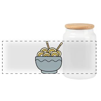 Ramen Nudeln Kawaii Japan Küche - Panorama Keksdose mit Holzdeckel - Weiß - Vorne