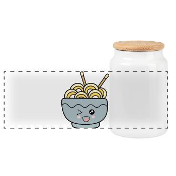 Kawaii Nudeln Ramen - Panorama Keksdose mit Holzdeckel - Weiß - Vorne