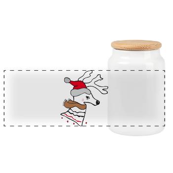 Noël, rennes - Boîte à biscuits avec couvercle en bois - blanc - Devant