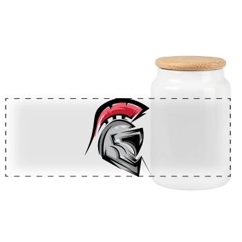Gladiator Symbol Helm Illustration Grafik icon - Panorama Keksdose mit Holzdeckel - Weiß - Vorne