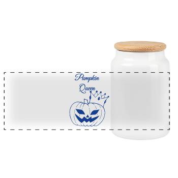 Pumpkin Queen - Panoramic Cookie Jar with Wooden Lid - white - Front