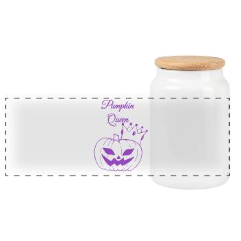 Conception de la reine des citrouilles - Boîte à biscuits avec couvercle en bois - blanc - Devant