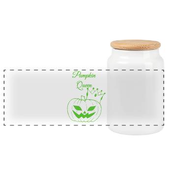  Kürbiskönigin Halloween Design - Panorama Keksdose mit Holzdeckel - Weiß - Vorne
